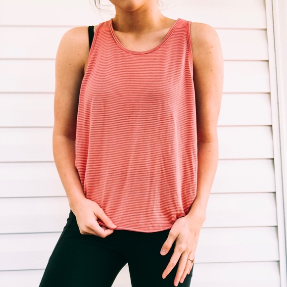 Free People Tops - Striped Free People Grey and Pink Tank Top